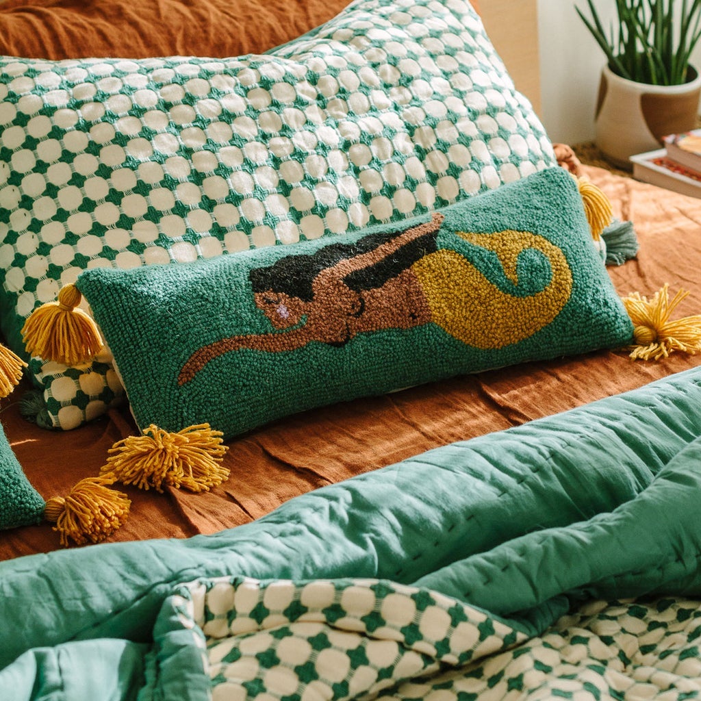 Mermaid Hook Pillow with Tassels